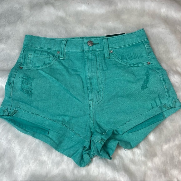 NWT Super-High Rise Cheeky Jean Shorts - Wild Fable™- Aqua Blue SIZE 0 - Picture 4 of 14